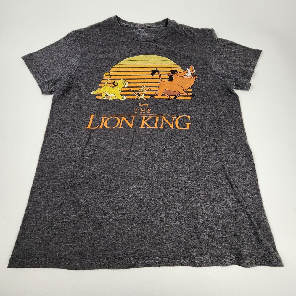 Disney The Lion King Simba Timon Pumbaa Graphic T-Shirt Gray Men's Adult S